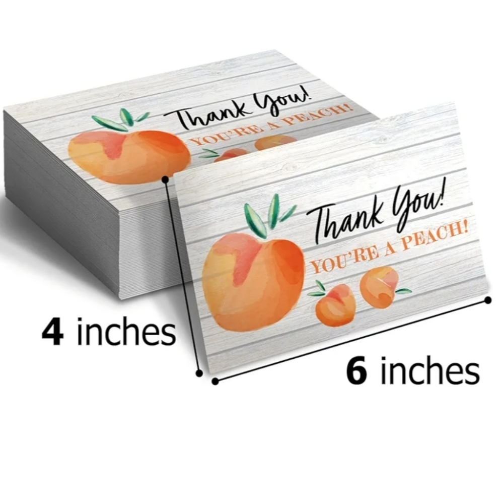 50 4x6 Peach Thank You Insert Cards